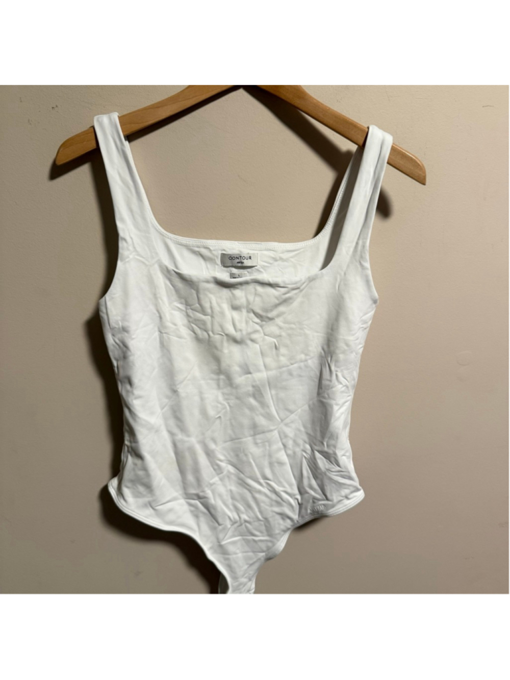 Aritzia Babaton Contour Square Neck Tank Bodysuit White- Size Large